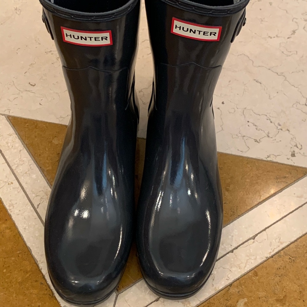 Women’s Hunter Dark Gray Glossy Short Rain Boots